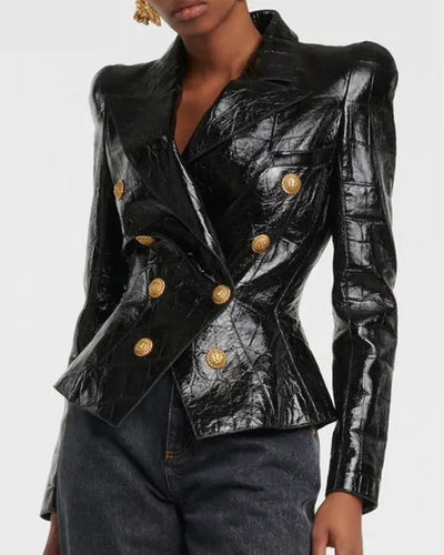 black crocodile leather black blazer