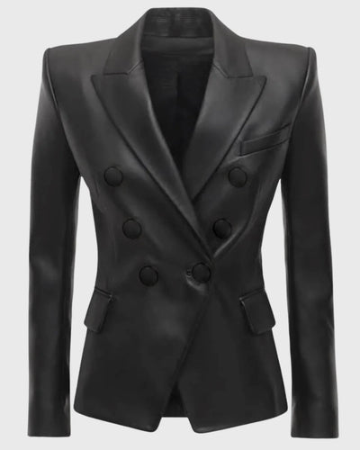 black leather blazer